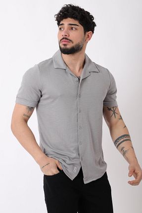پیراهن طوسی مردانه اسلیم فیت Stilkombin - کد 917691415