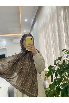 شال خاکی زنانه پنبه ای Avzen - کد 917700422