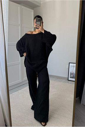 ست بالاتنه و پائین تنه مشکی زنانه بافتنی Bak