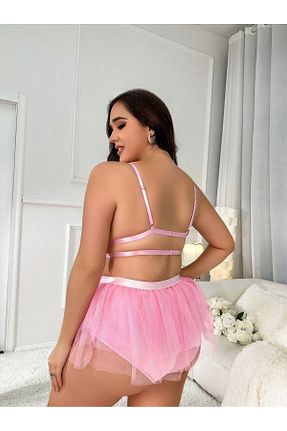 لباس شب سایز بزرگ صورتی زنانه ساده Giyince - کد 920741665