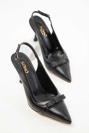 کفش پاشنه بلند کلاسیک مشکی زنانه چرم مصنوعی SOHO - کد 905026916