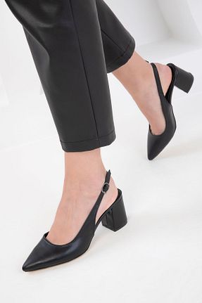 کفش پاشنه بلند کلاسیک مشکی زنانه چرم مصنوعی SOHO - کد 905026936