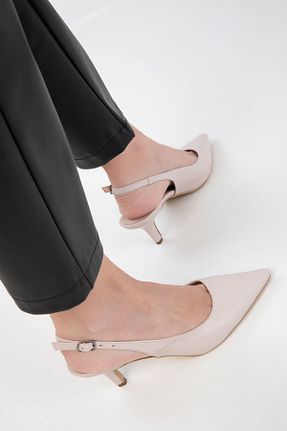 کفش پاشنه بلند کلاسیک بژ زنانه چرم مصنوعی SOHO - کد 905026888