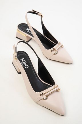 کفش پاشنه بلند کلاسیک بژ زنانه چرم مصنوعی SOHO - کد 905026901