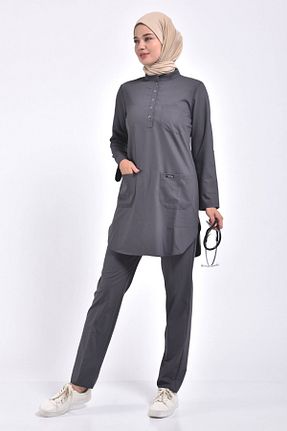 ست بالاتنه و پائین تنه حجاب طوسی زنانه رگولار Owlet Medikal - کد 137196019