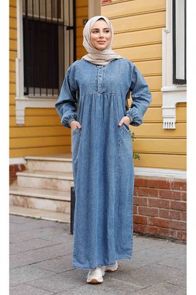 لباس حجاب آبی رگولار Pamuk Butik - کد 917782681