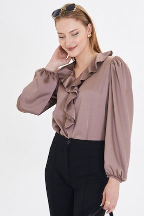 بلوز قهوه ای زنانه ساده armonika - کد 358082428