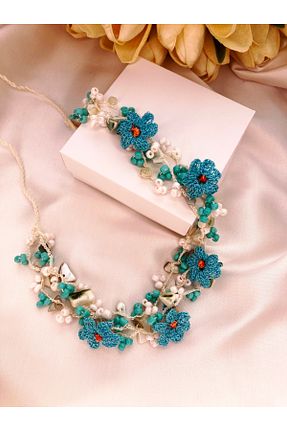 گردنبند جواهر آبی زنانه سنگ طبیعی Butik - کد 905113915