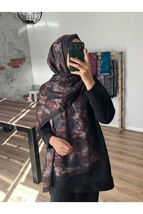شال قهوه ای زنانه پنبه پلی استر Merwiss - کد 917803126