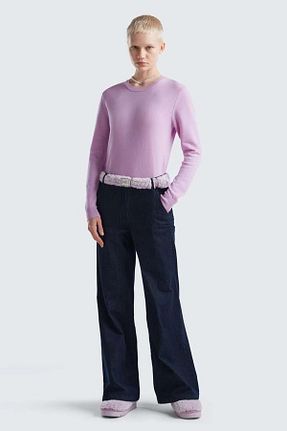 پلیور بنفش زنانه ساده United Colors of Benetton - کد 772588828