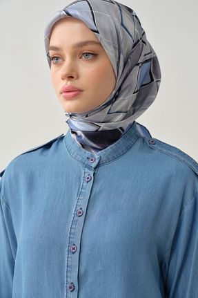 تونیک حجاب آبی زنانه پنبه ای Tuğba - کد 920757532