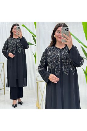 ست بالاتنه و پائین تنه حجاب مشکی زنانه سایز بزرگ GK - کد 917823800