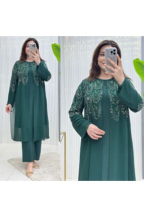 ست بالاتنه و پائین تنه حجاب سبز زنانه رگولار GK - کد 917823819
