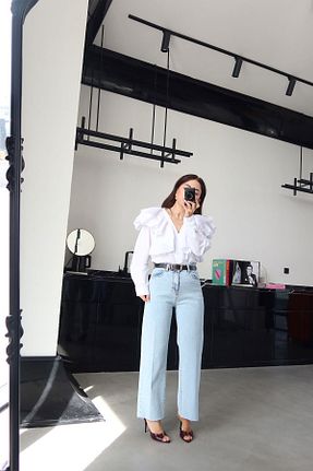 شلوار جین آبی زنانه پاچه لوله تفنگی Özge Özgenç - کد 917821354