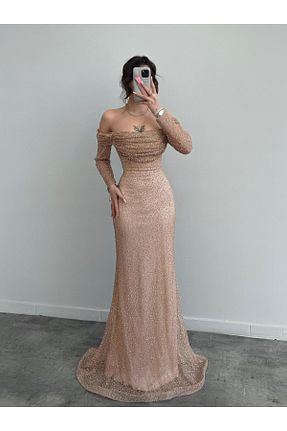لباس مجلسی و فارغ التحصیلی طلائی زنانه اسلیم Serica Moda - کد 917831722