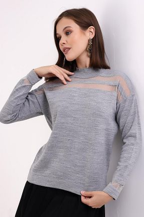 پلیور طوسی زنانه رگولار Irmak Kerekli - کد 765380881