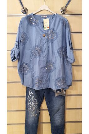 بلوز آبی زنانه گلدار Park Moda - کد 917831964