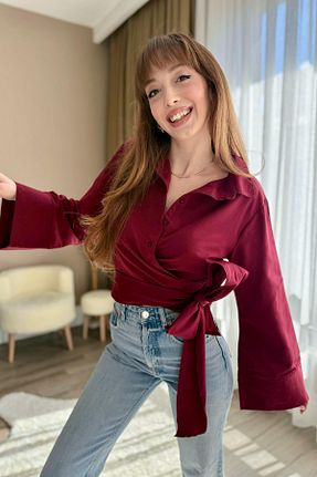 پیراهن زرشکی زنانه رگولار Dilay Gökoğlu Butik - کد 917848257