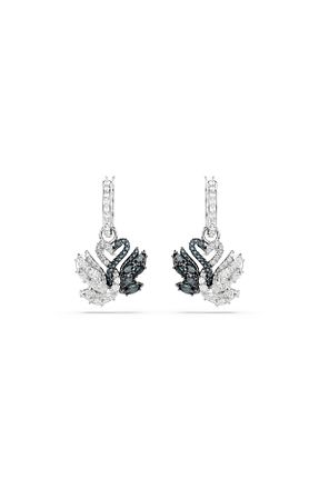 گوشواره جواهر قهوه ای رودیوم Swarovski - کد 897899960