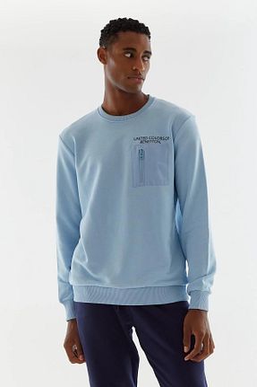 سوئیشرت آبی مردانه ساده Benetton - کد 772147479