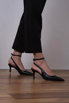 کفش پاشنه بلند کلاسیک مشکی زنانه چرم sovrana - کد 917951651