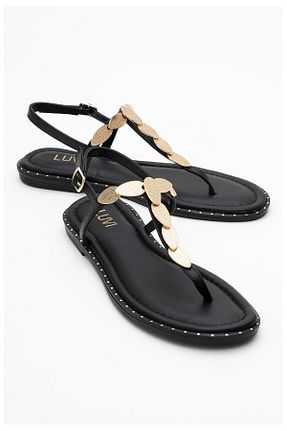 صندل مشکی زنانه پاشنه تخت luvishoes - کد 918240301