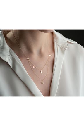 گردنبند طلا زرد زنانه 14 عیار Minimal Kolye - کد 920776016