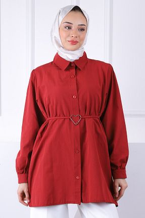 تونیک حجاب زرشکی زنانه مخلوط پلی استر İmajButik - کد 918347135