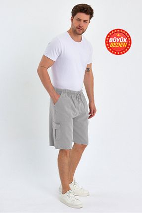 شلوارک و برمودا سایز بزرگ طوسی مردانه فاق نرمال Dechers - کد 918285945