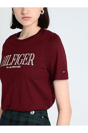 تیشرت زرشکی زنانه رگولار Tommy Hilfiger - کد 919761414