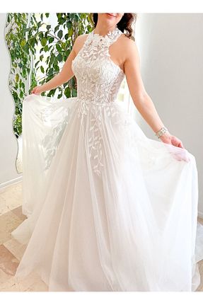 لباس عروس سفید زنانه توری MAUNAU - کد 833120056