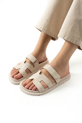 دمپائی بژ زنانه چرم مصنوعی Neva