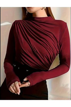 بلوز زرشکی زنانه ساده peri tower - کد 882453618