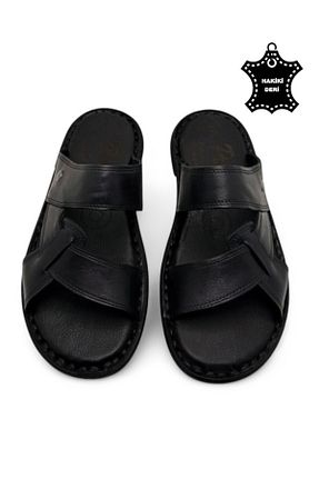 دمپائی مشکی مردانه چرم خالص MAGIC SHOES - کد 312191405