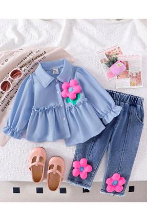 ست بالاتنه و پائین تنه آبی بچه گانه جین ipekkids - کد 919863661