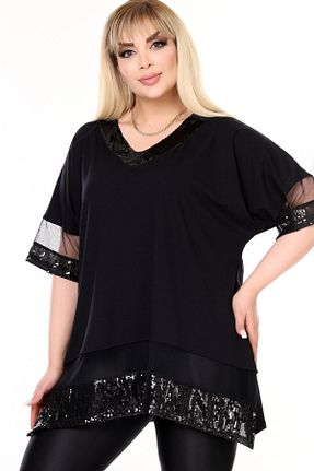 بلوز سایز بزرگ مشکی زنانه سایز بزرگ Kheos - کد 905322591