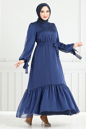 لباس مجلسی حجاب سرمه ای زنانه یقه ایستاده ModaMerve - کد 919915024