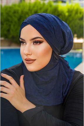 مایو حجاب سرمه ای زنانه ساده Aişe Tesettür - کد 840434031