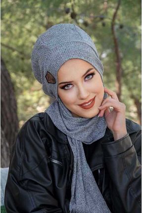 کلاه شنای حجاب طوسی زنانه Aişe Tesettür - کد 871450092