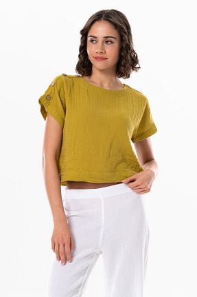 بلوز سبز زنانه ساده Eliş Şile Bezi - کد 807099931