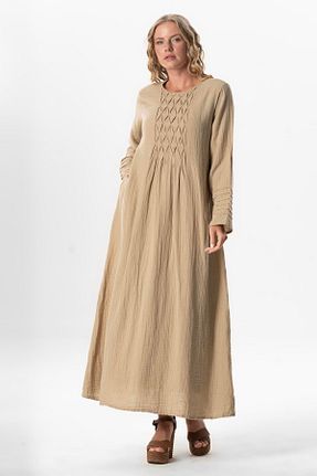 لباس حجاب قهوه ای زنانه رگولار Eliş Şile Bezi - کد 919957538