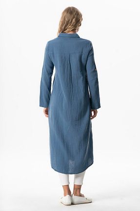 تونیک حجاب سرمه ای زنانه %100 پنبه Eliş Şile Bezi - کد 919962025