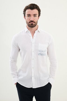 پیراهن سفید مردانه اسلیم فیت Mcr - کد 919960766