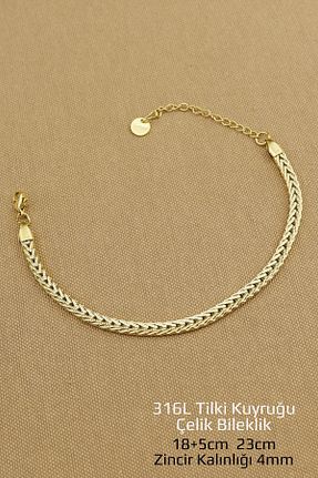 دستبند استیل (فولاد) طلائی زنانه استیل (فولاد) Keyifli Hayaller - کد 806366313