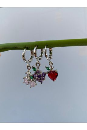 گوشواره جواهر طوسی زیرکن kurukafagift - کد 919957105