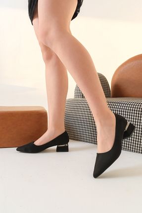کفش پاشنه بلند کلاسیک مشکی زنانه چرم Moda Değirmeni - کد 919960967