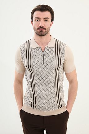 پلیور بژ مردانه اسلیم فیت Mcr - کد 919960289