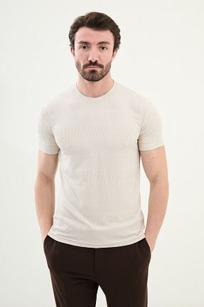 تیشرت بژ مردانه اسلیم فیت Mcr - کد 919961121
