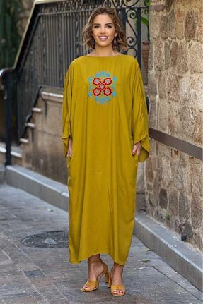 لباس سایز بزرگ سبز زنانه %100 پنبه Nevin Kaya Moda - کد 921062458