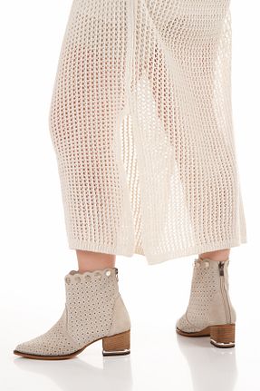 بوت / نیم بوت بژ زنانه چرم خالص PASSAGE SHOES - کد 315539278